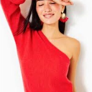 NWT Lily Pulitzer Maura Red One-Shoulder Sweater